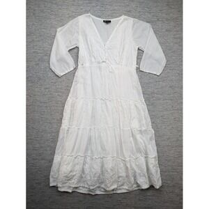 Flower Brand Embroidered Tiered Midi Dress‎ Boho Garden Beachy Bride Elegant